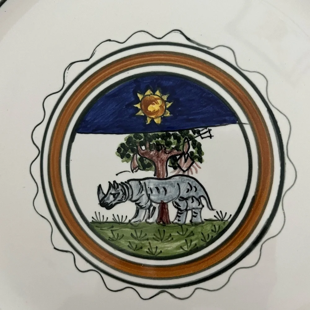 Hand-Painted Decorative Italian 9” Plate-Palio de Siena (Selva/Rhinoceros) - Picture 2 of 4